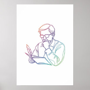 Affiche Auteur abstrait une ligne art continu