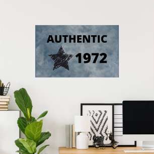 Affiche Authentique 1972 Vintage Star Retro Anniversaire D