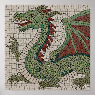 Affiche Authentique mosaïque de dragon