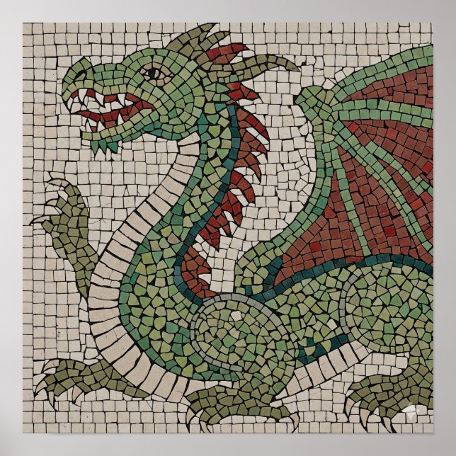 Affiche Authentique mosaïque de dragon (Devant)