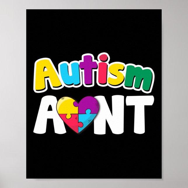 Affiche Autism Aunt Awareness Puzzle Pieces Colors Gift  (Devant)