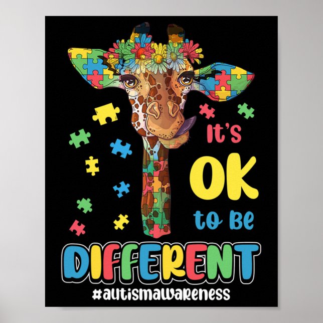 Affiche Autism Aware Acceptance Women Kid Its Ok To Be (Devant)