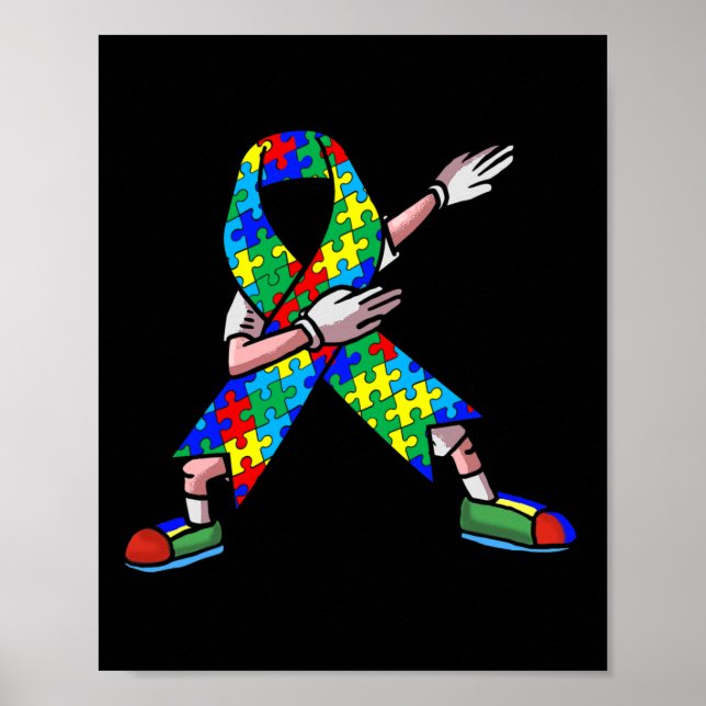 Affiche Autism Aware Kids Dabbing Puzzle Piece Love Da (Devant)