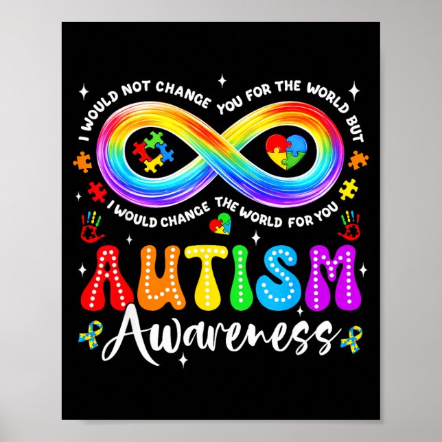 Affiche Autism Awareness Acceptance Rainbow Infinity Symbo (Devant)