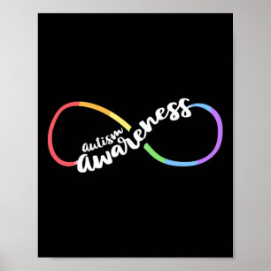 Affiche Autism Awareness Autistic Acceptance Rainbow Infin