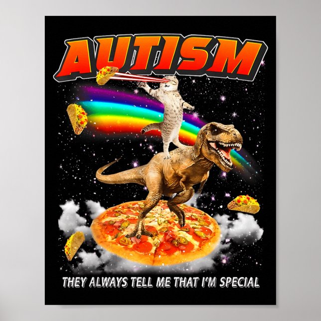 Affiche Autism Awareness T-rex Cat Meme Neurodiversity Pri (Devant)