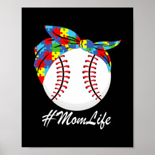 Affiche Autism Maman Baseball Messy Bun Sensibilisation su