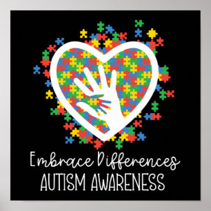 Affiche Autism Maman Embrasser les différences Puzzle Pièc