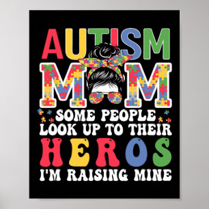 Affiche Autism Mom Raising - Héros Super Messy Bun Autisme