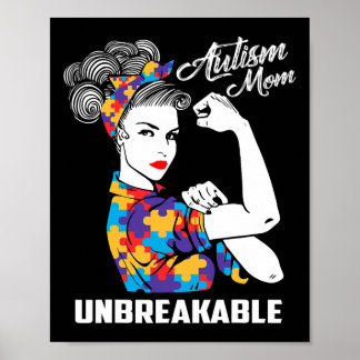 Affiche Autism Mom Unbreakable Sensibilisation sur l'autis