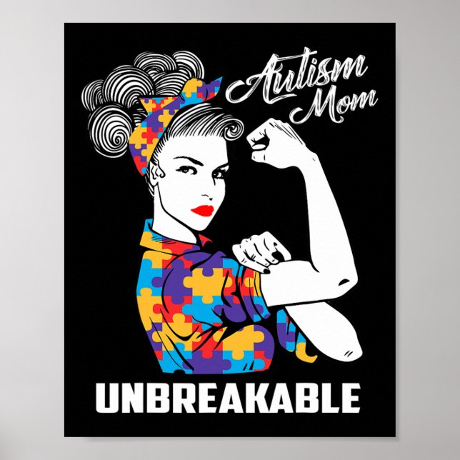 Affiche Autism Mom Unbreakable Sensibilisation sur l'autis (Devant)