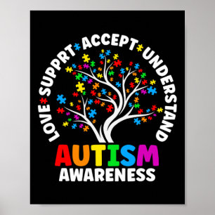 Affiche Autisme Aimer Accepter le soutien Autiste Autisme 