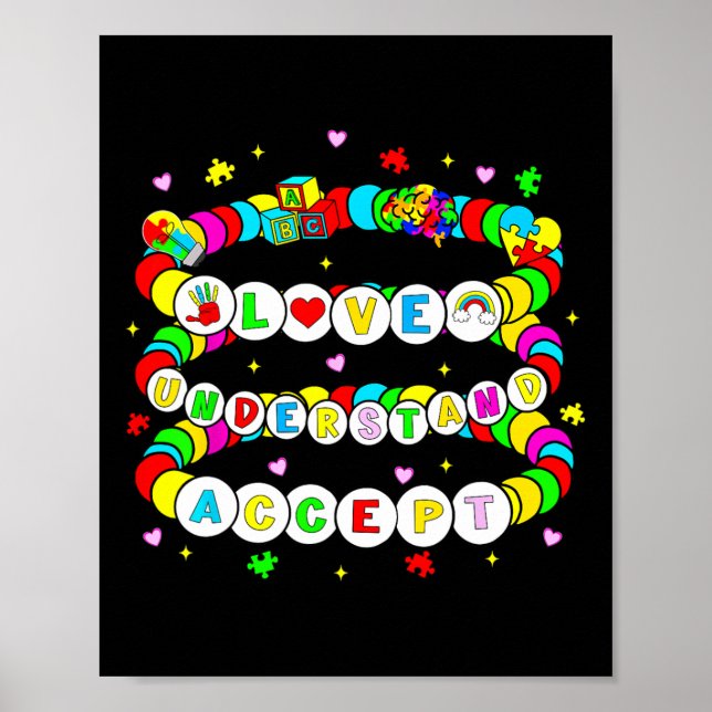 Affiche Autisme Amitié Bracelet Aimer Accepter Comprendre (Devant)