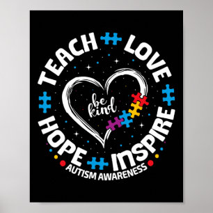 Affiche Autisme Apprendre Amour Inspirer Espoir Enseignant
