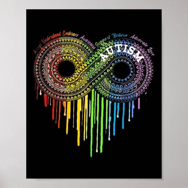 Affiche Autisme Arc-en-ciel Symbole d'infini Sensibilisati (Devant)