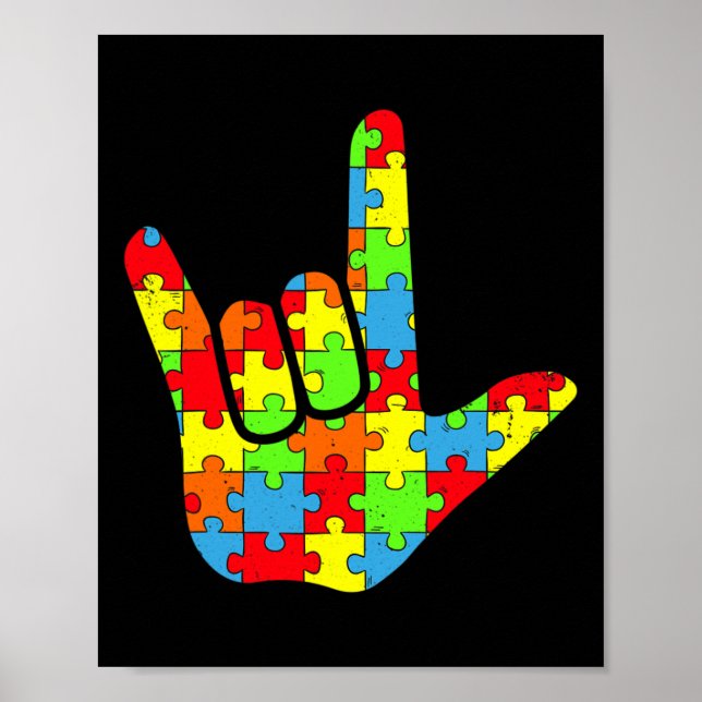 Affiche Autisme Asl Amour Langue Des Signes Autisme Sensib (Devant)