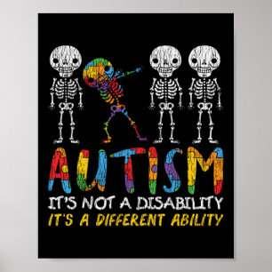 Affiche Autisme Awerty - Skeleton Dabbing Autistic Kids A
