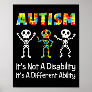 Affiche Autisme Capacité différente Skull Skeleton Neurodi