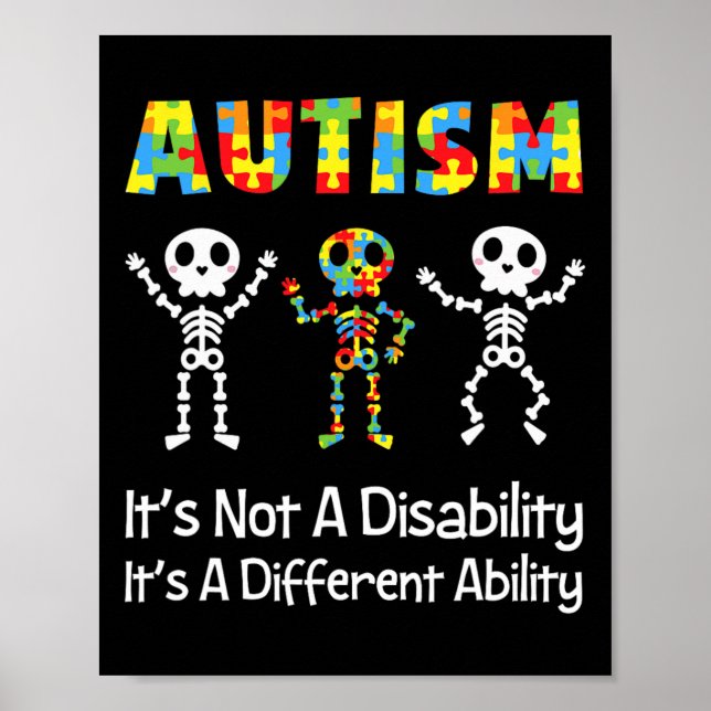 Affiche Autisme Capacité différente Skull Skeleton Neurodi (Devant)