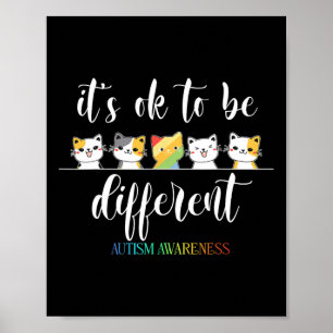 Affiche Autisme Chat C'est OK d'être différent Autiste drô