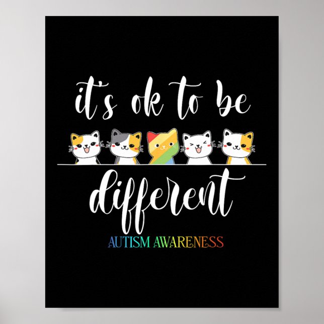 Affiche Autisme Chat C'est OK d'être différent Autiste drô (Devant)