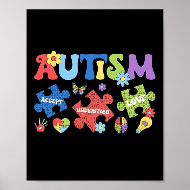 Affiche Autisme Coquette Bow Puzzles Accepter Comprendre l (Devant)