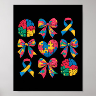 Affiche Autisme Coquette Ruban Bow Puzzle Autisme Awa