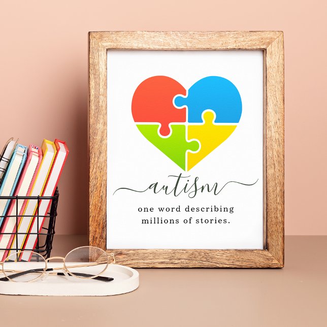 Affiche Autisme Des Millions D'Histoires Puzzle Cardiaque (Autism Millions of Stories Heart Puzzle Poster)