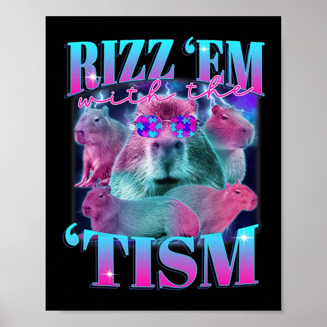 Affiche Autisme Drôle Rizz Em Avec Le Tism Capybyra Meme A (Devant)