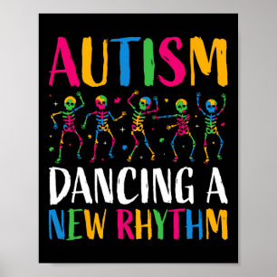 Affiche Autisme Drôle Skeleton Dansant Nouveau Rythme Auti