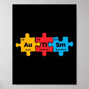 Affiche Autisme Éléments Table Périodique Puzzle Sensibili