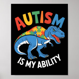 Affiche Autisme Est Ma Capacité Dinosaure Puzzle Design