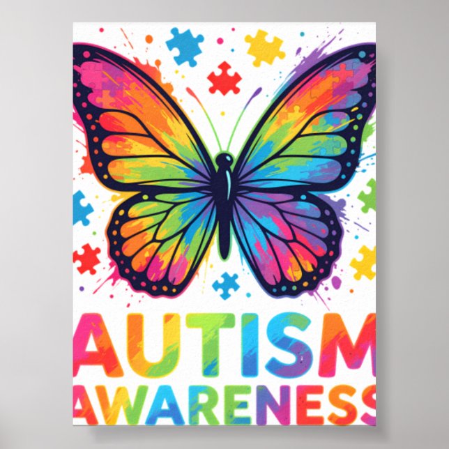 Affiche Autisme Éveil Couleur Papillon Puzzle Sweatsh (Devant)