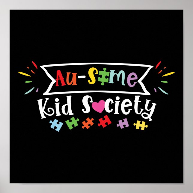 Affiche Autisme Fils Enfant Fille Au-some Kid Society (Devant)