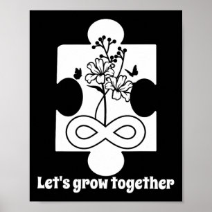 Affiche Autisme Floral Puzzle Pièce Enseignement spécial