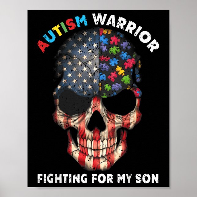 Affiche Autisme Guerrier Lutter Pour Mon Fils Dons Pour Ma (Devant)