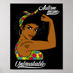 Affiche Autisme indestructible Maman Messy Bun Sensibilisa