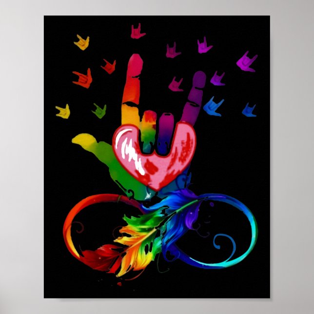 Affiche Autisme Infinité Symbole Asl Langue des signes de  (Devant)