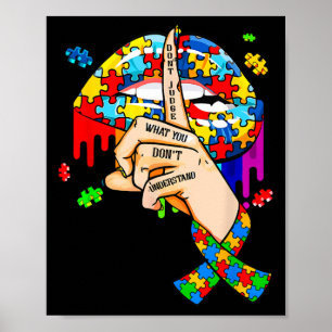 Affiche Autisme Lèvres Déchirantes Puzzle Sensibilisation
