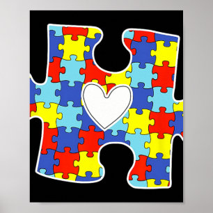 Affiche Autisme Maman Coeur Puzzle Pièce Sensibilisation s