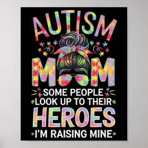 Affiche Autisme Maman Élever Héros Puzzle Pièce Art Autism