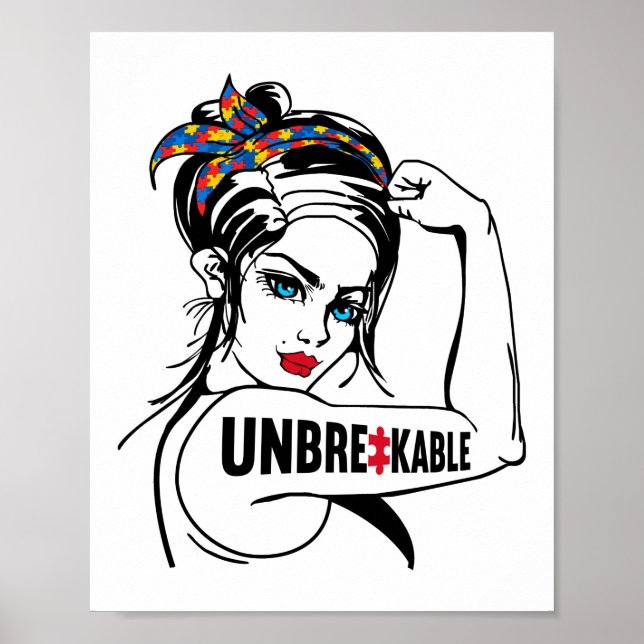 Affiche Autisme Maman Mère Mama Indestructible Rosie (Devant)