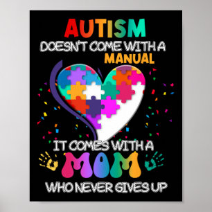 Affiche Autisme Maman ne vient pas avec une femme manuelle