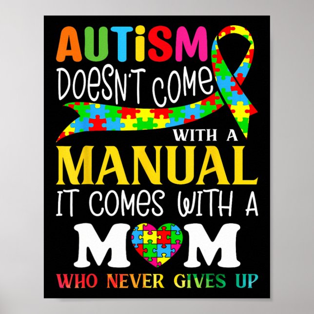 Affiche Autisme Maman ne vient pas avec une femme manuelle (Devant)