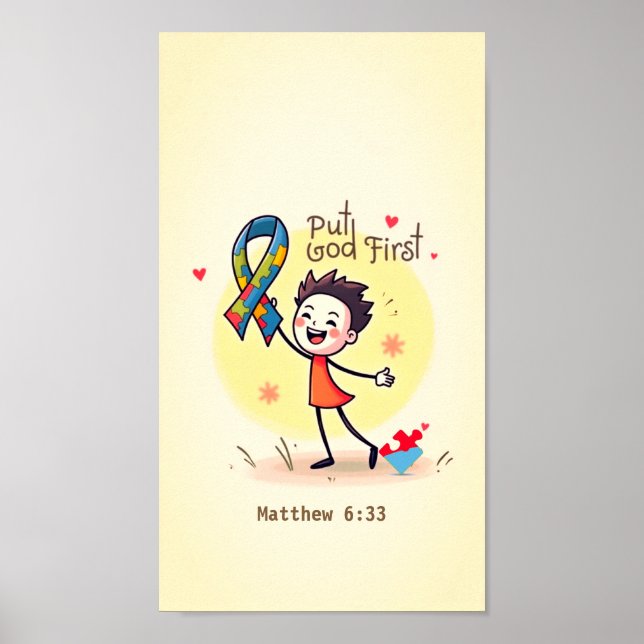 Affiche Autisme/Mettez Dieu d'abord (Devant)