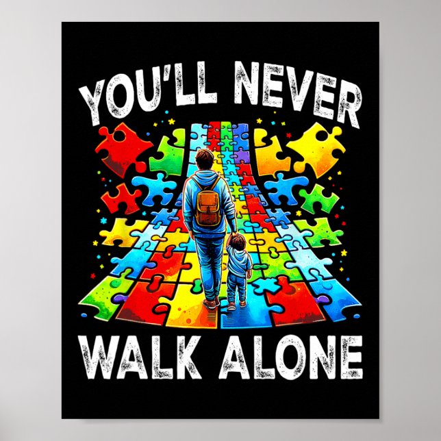 Affiche Autisme Papa soutient seul Puzzle Vous ne marchere (Devant)