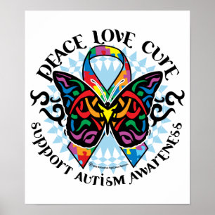 Affiche Autisme Papillon Tribal 2