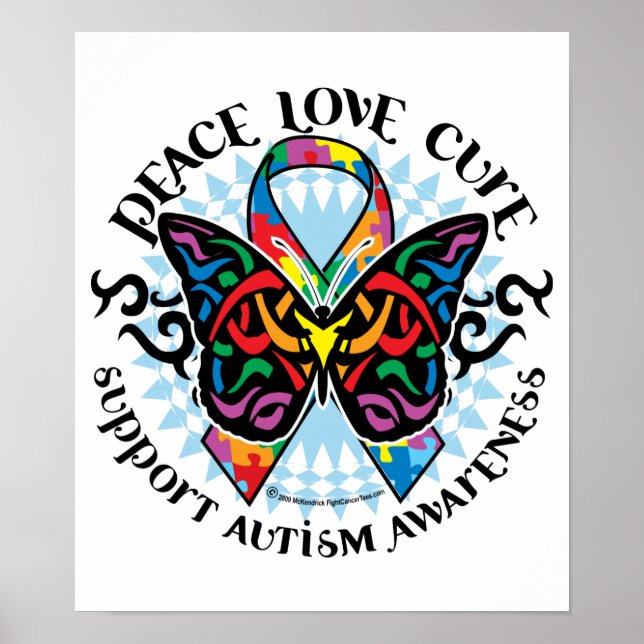 Affiche Autisme Papillon Tribal 2 (Devant)