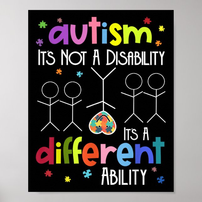 Affiche Autisme Pas Un Handicap C'Est Une Capacité Différe (Devant)