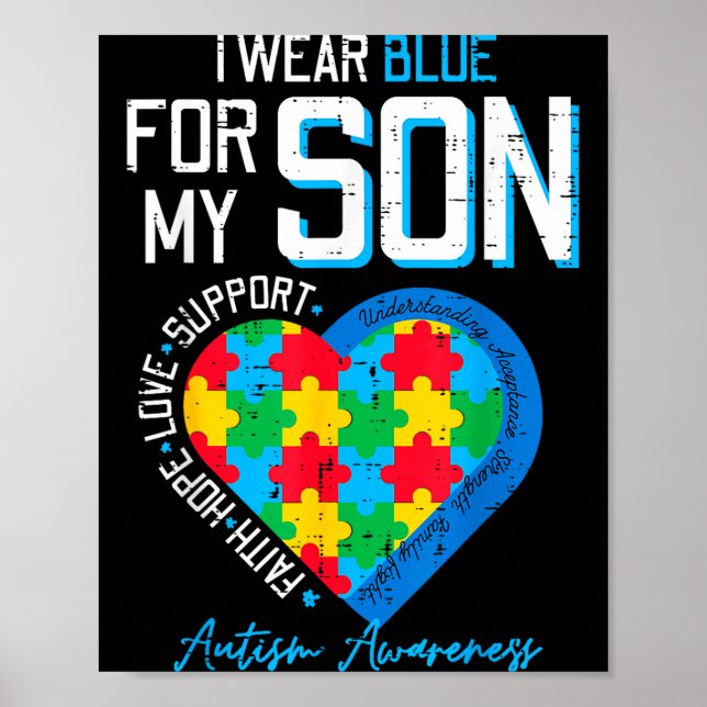 Affiche Autisme porte du bleu pour la sensibilisation du f (Devant)